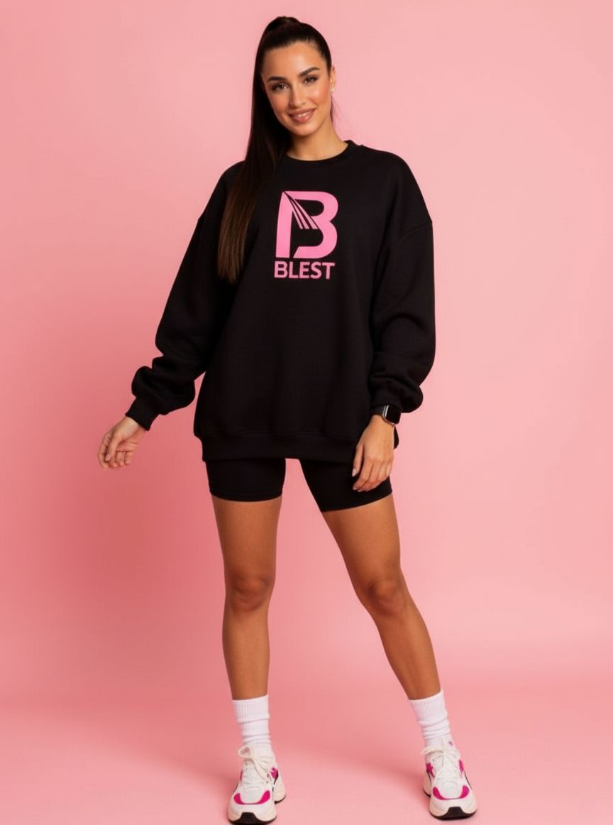 Blest Big B Black Sweatshirt - Full Body Image