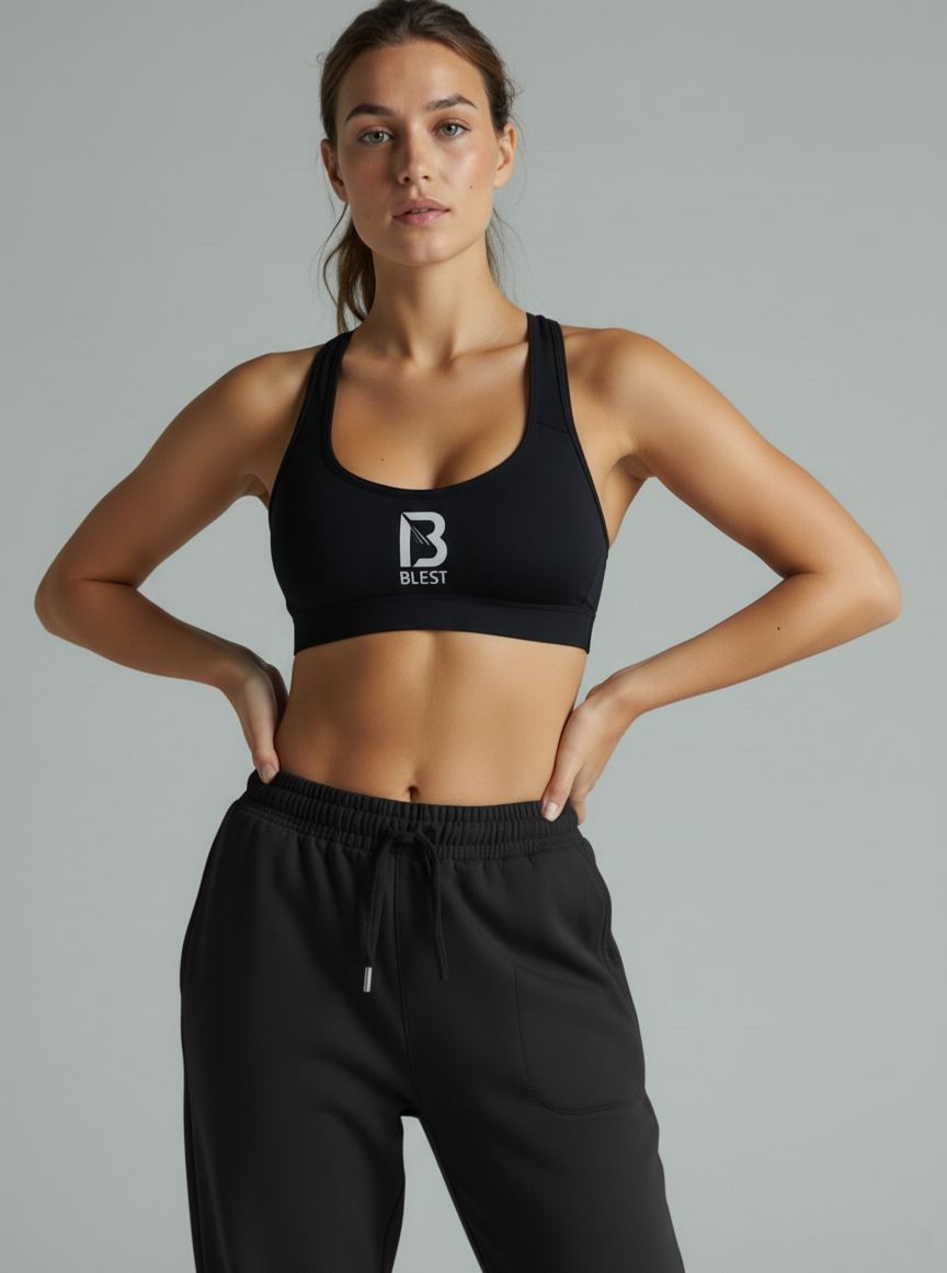 Blest B Black Sports Bra Activewear 