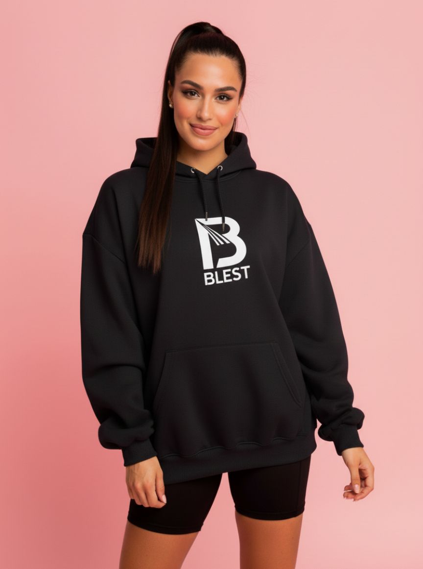 Blest Black B Hoodie - Front View