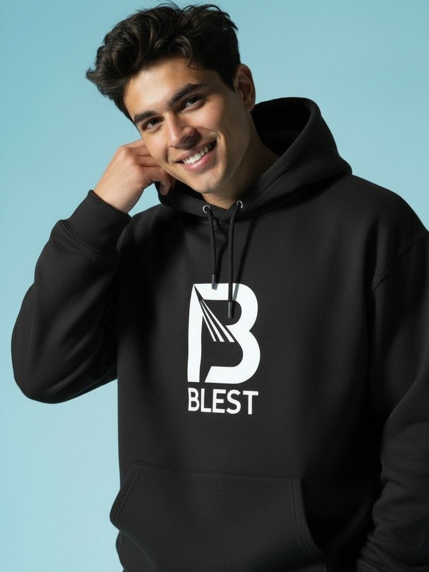 Blest Black B Hoodie - Side View