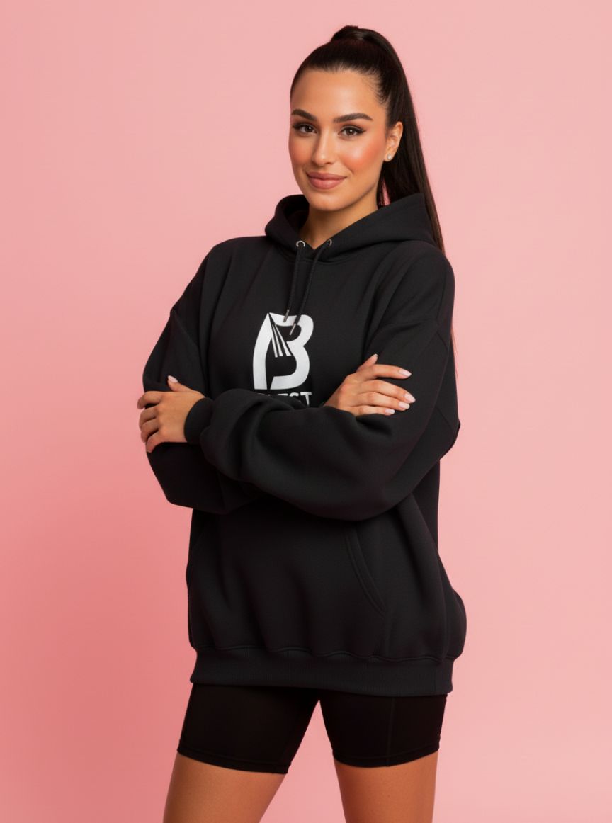 Blest Black B Hoodie - Side View