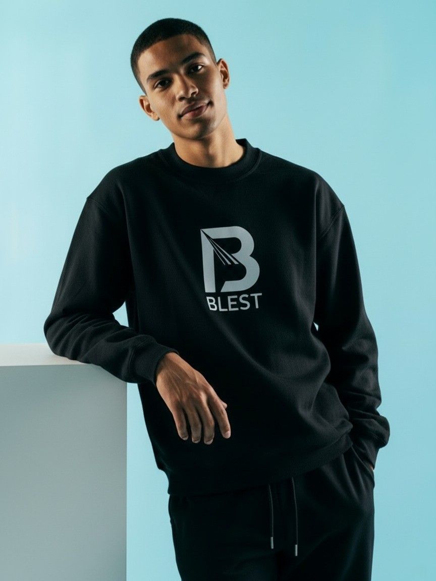 Blest Native Black Sweatshirt - Relaxed Pose