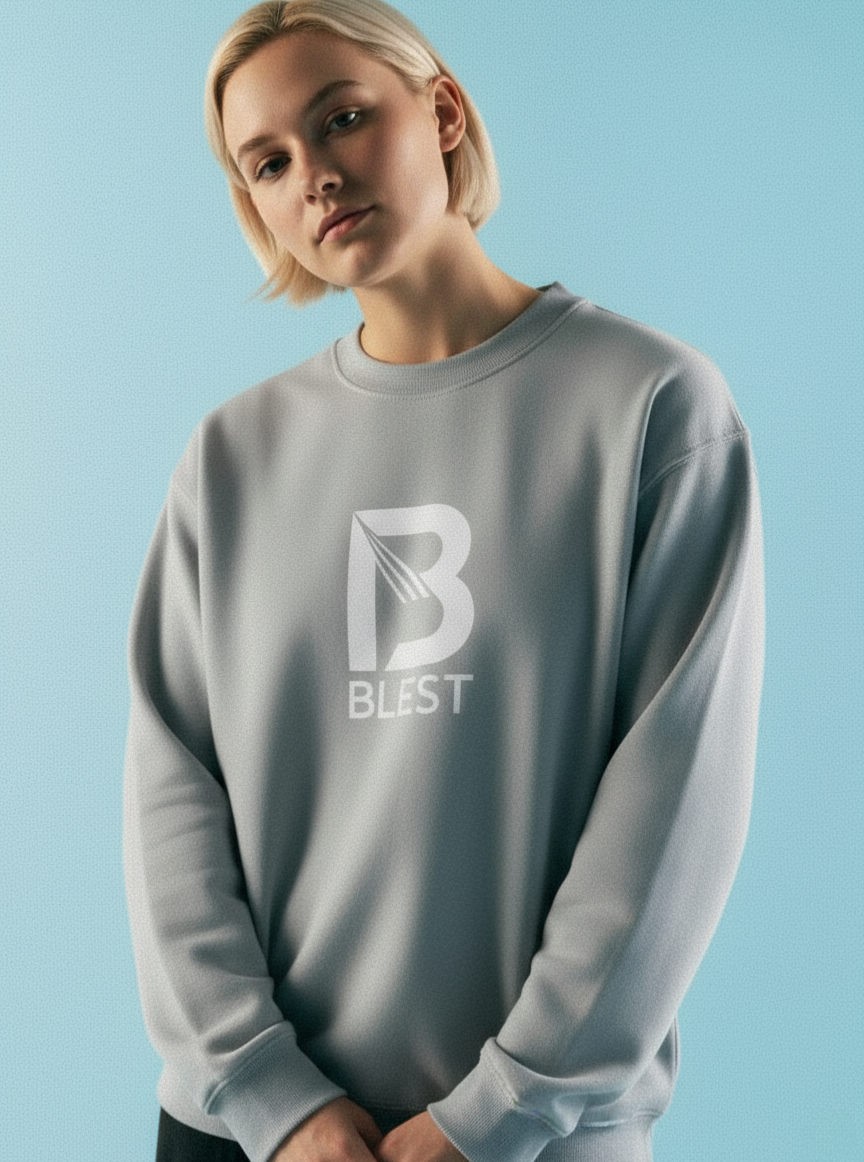 Blest Native Gray Sweatshirt Model Lifestyle
