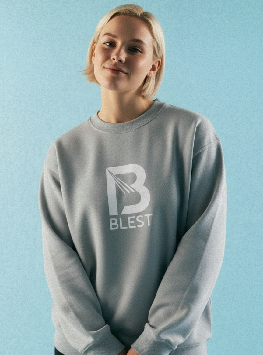 Blest Native Gray Sweatshirt Model Posing