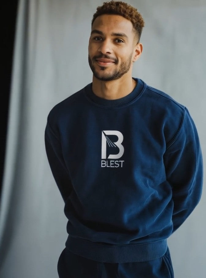 Blest Native Navy II Sweatshirts- Model Posing