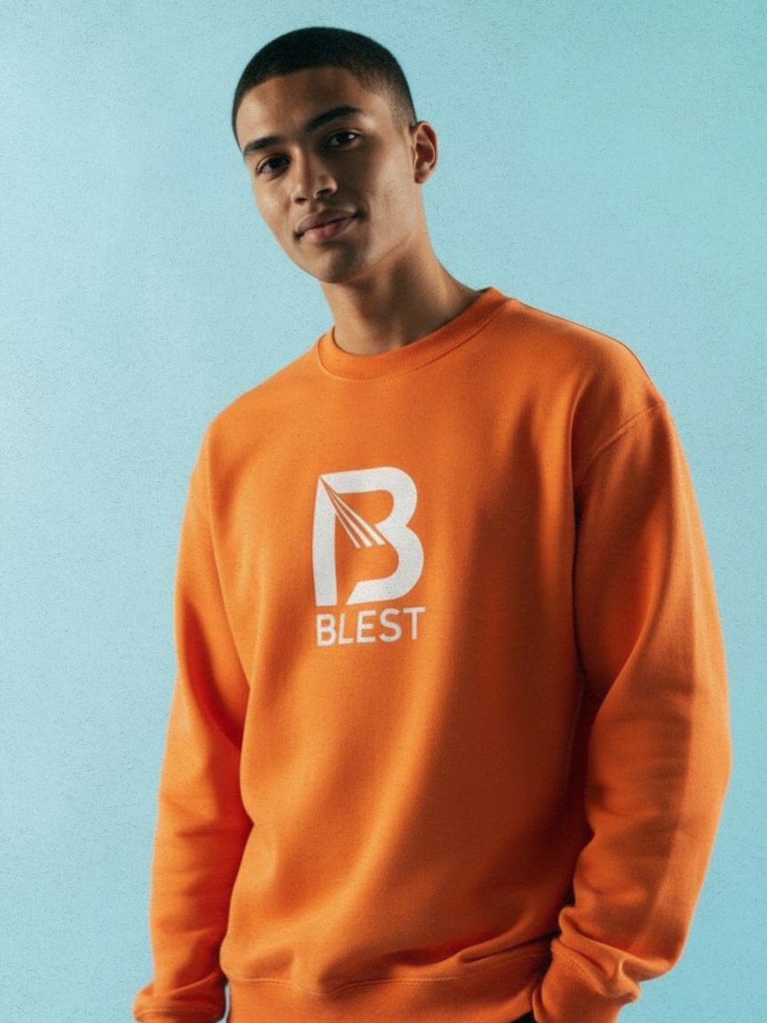 Blest Native Orange Sweatshirt - Stylish  Side Pose