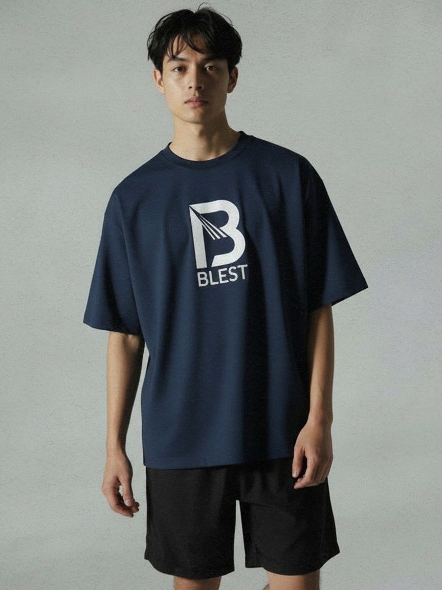 Blest Navy Keep On T-Shirt - Front Pose