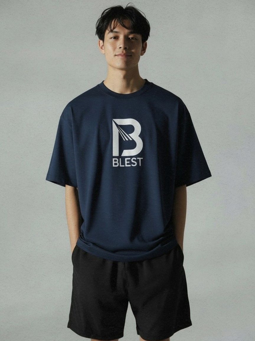 Blest Navy Keep On T-Shirt - Confident Pose