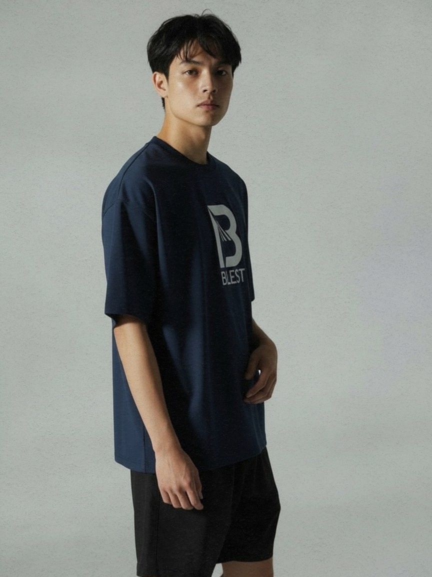 Blest Navy Keep On T-Shirt - Side Pose