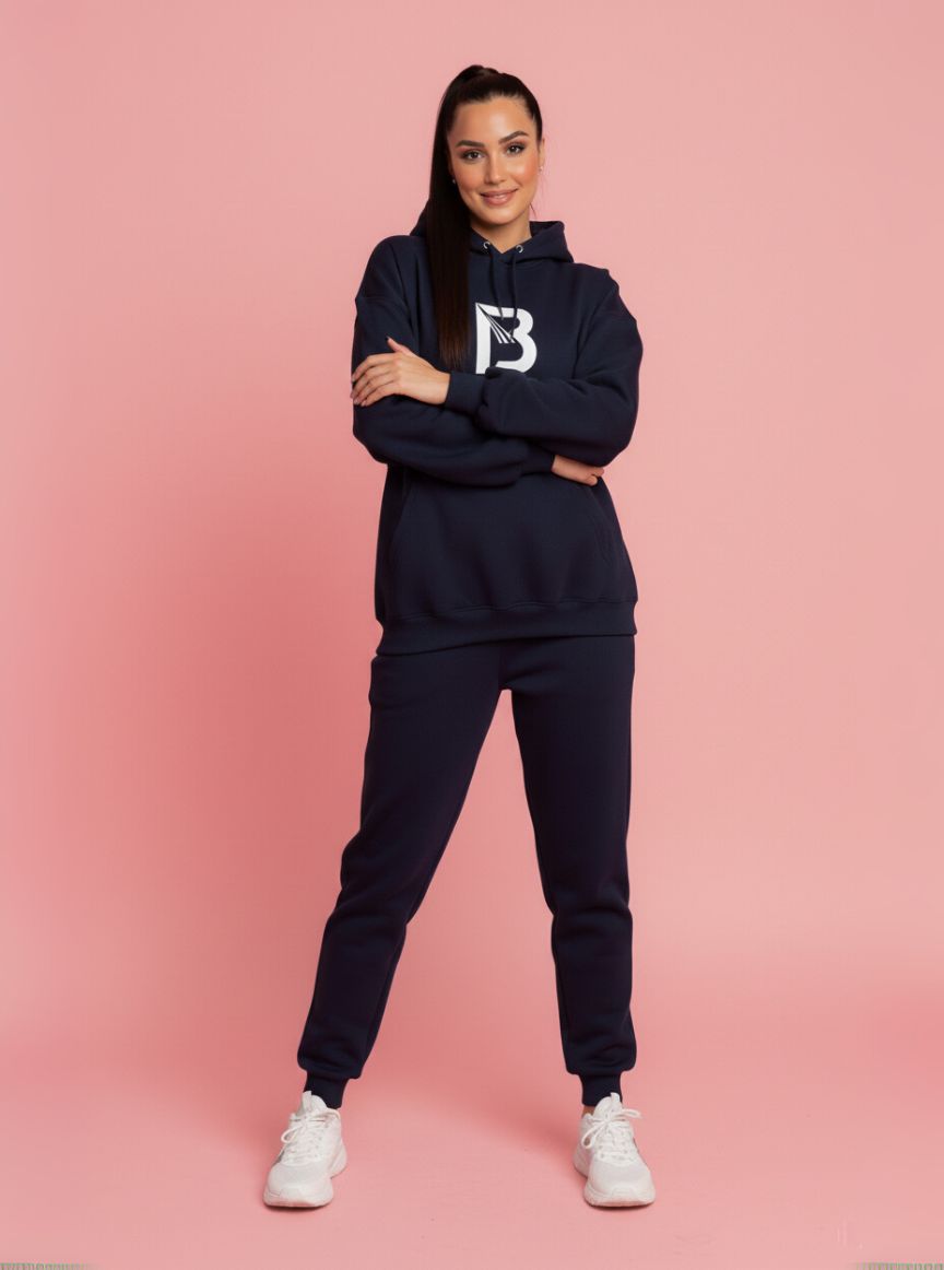 Blest Navy Native Tracksuit - Model Crossing Arms