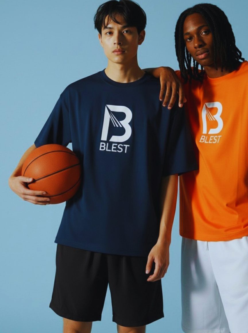 Blest Orange and Navy Native T-Shirts - Editorial Image