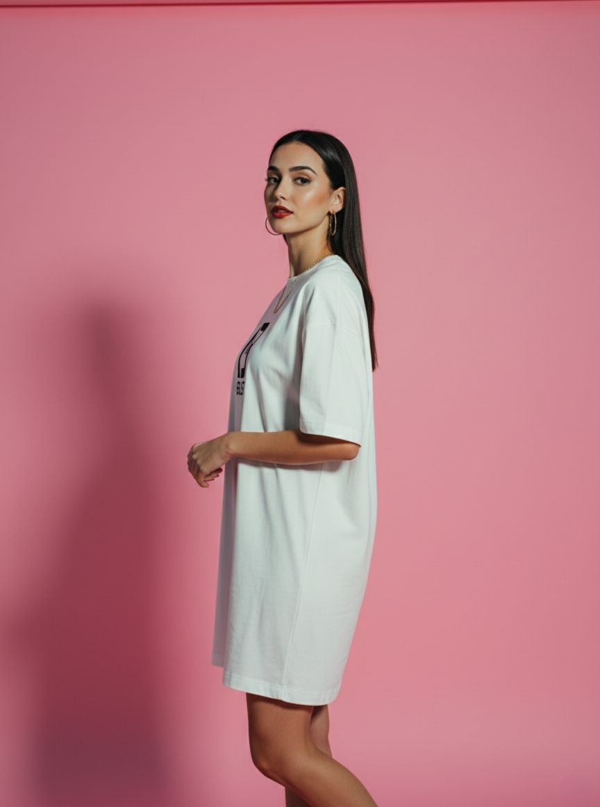 Blest White Dress T-Shirt, side angle