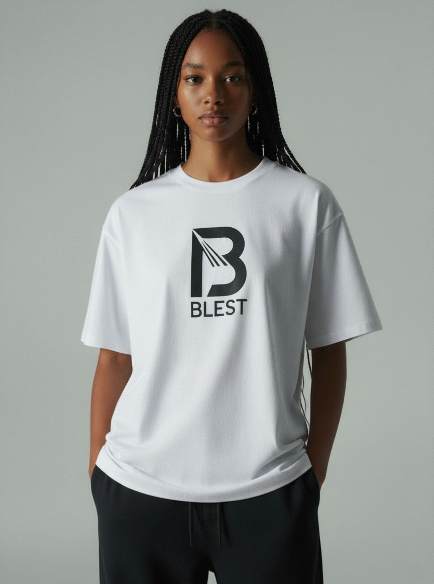 Blest White Keep On T-Shirt Front